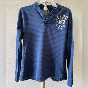 Aeropostale Blue Navy Striped Henley